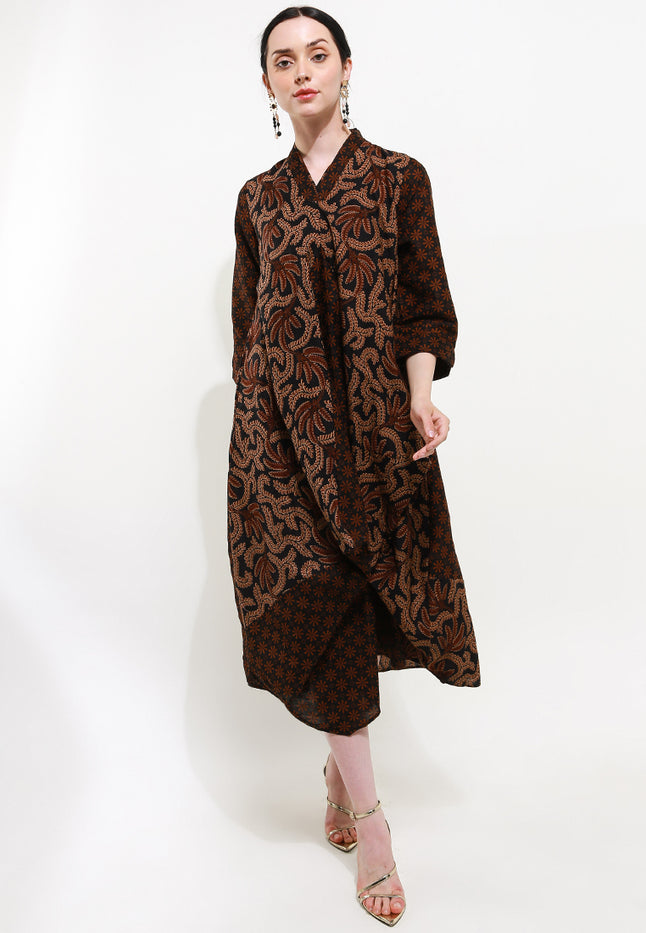 Asymmetric Dress V-Double Long/Slv Tara Cut&Sew+Lining