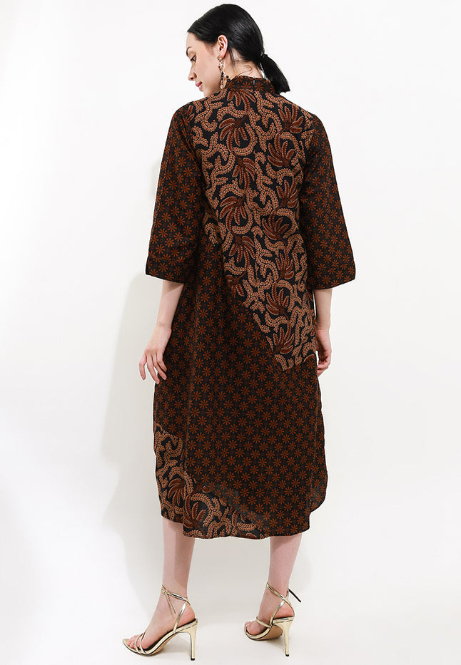 Asymmetric Dress V-Double Long/Slv Tara Cut&Sew+Lining
