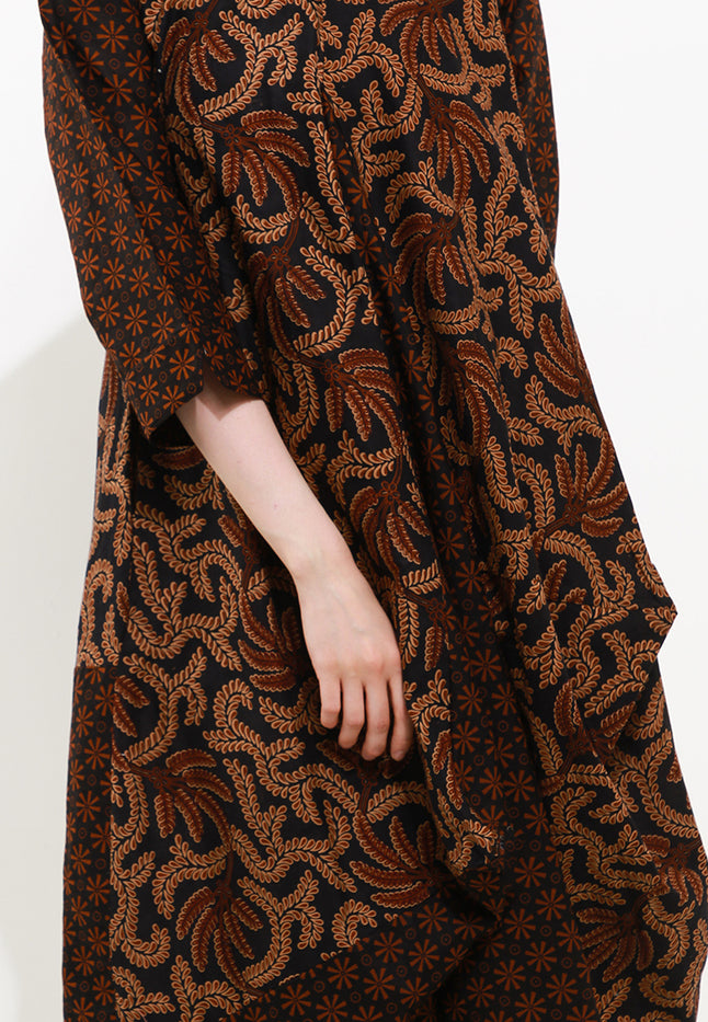 Asymmetric Dress V-Double Long/Slv Tara Cut&Sew+Lining