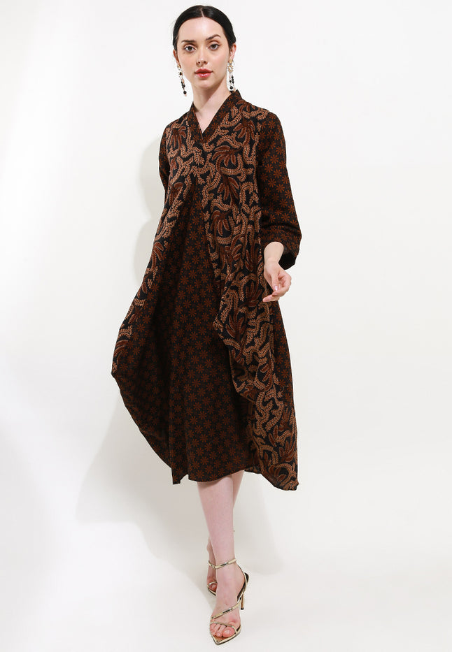 Asymmetric Dress V-Double Long/Slv Tara Cut&Sew+Lining