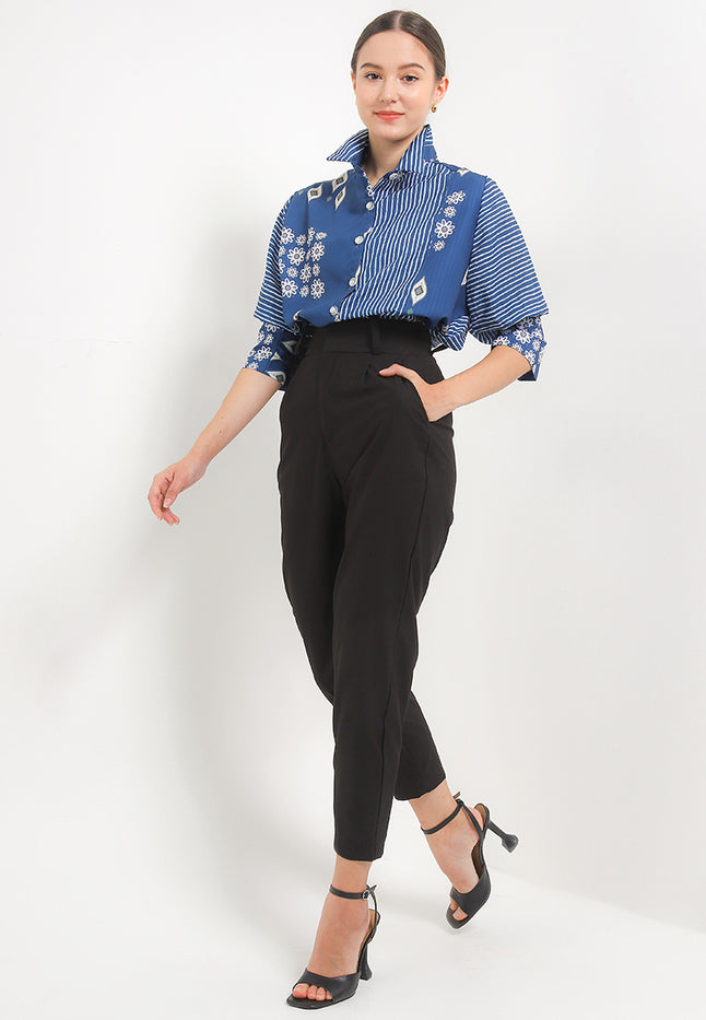 Woman's Shirt SISI Cut&Sew-Asymm. 7/8-length Slv