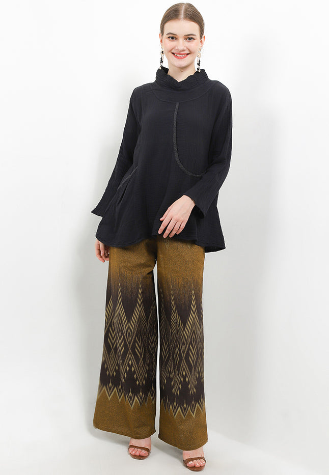 Elastic-waisted Long Pants Batik Rang2-Terracotta