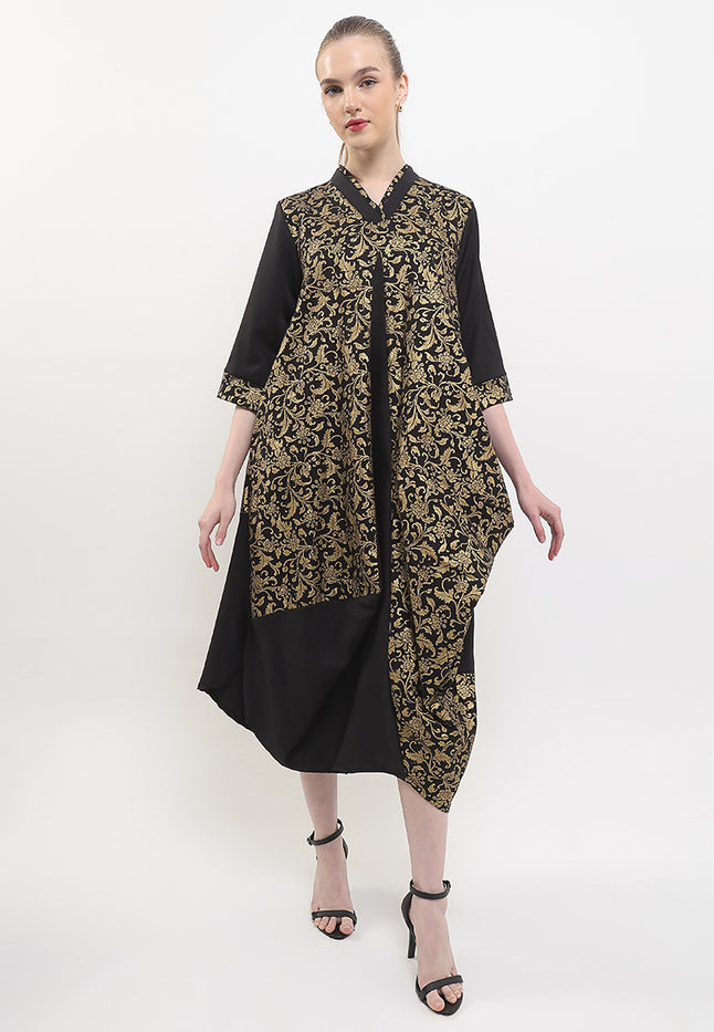 D.Asymmetric V-Double 7/8-Length Sleeves+Lining