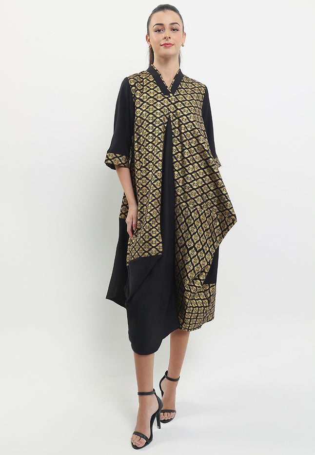 D.Asymmetric V-Double 7/8-Length Sleeves+Lining
