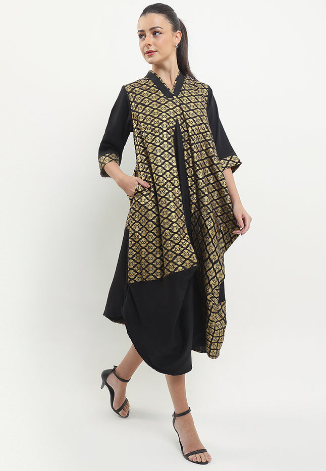 D.Asymmetric V-Double 7/8-Length Sleeves+Lining