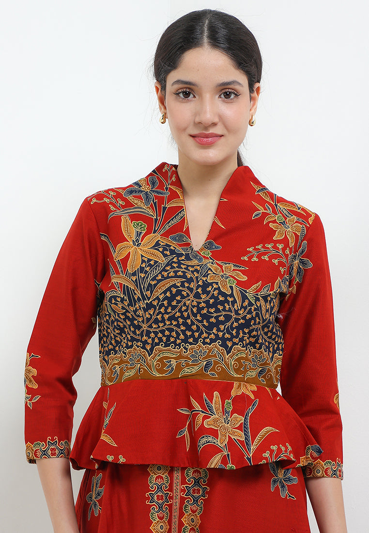 B.Swan-Necked PeplumCrop 7/8-Slv+Lining(TT)