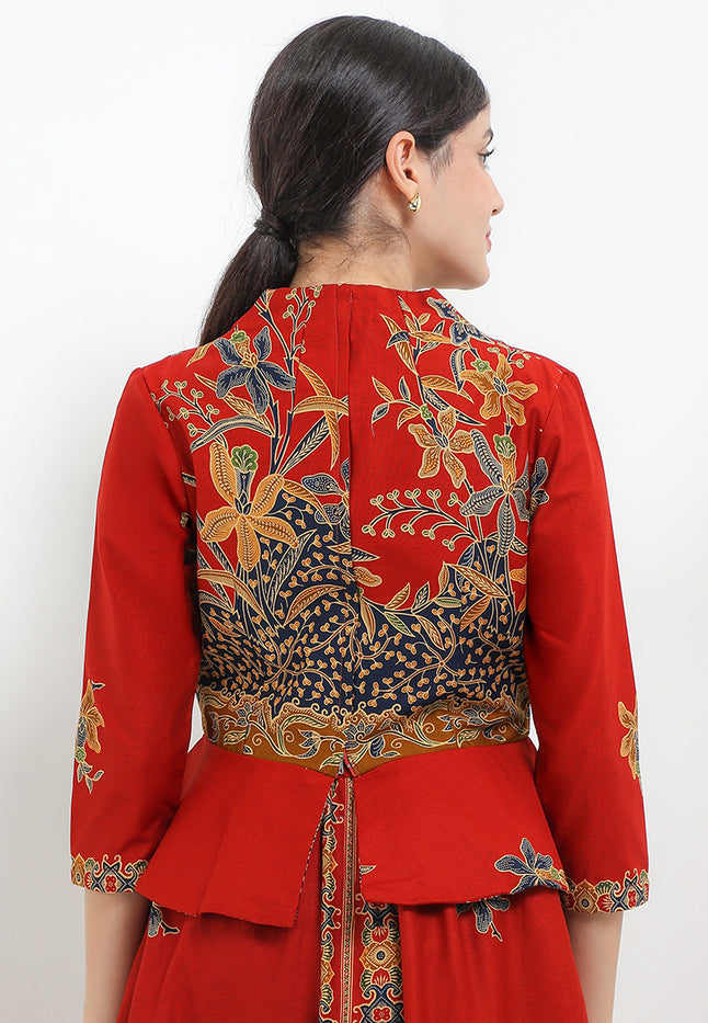 B.Swan-Necked PeplumCrop 7/8-Slv+Lining(TT)