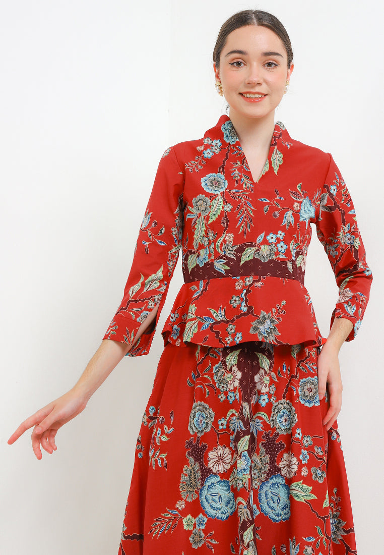 B.Swan-Necked PeplumCrop 7/8-Slv+Lining(TT)