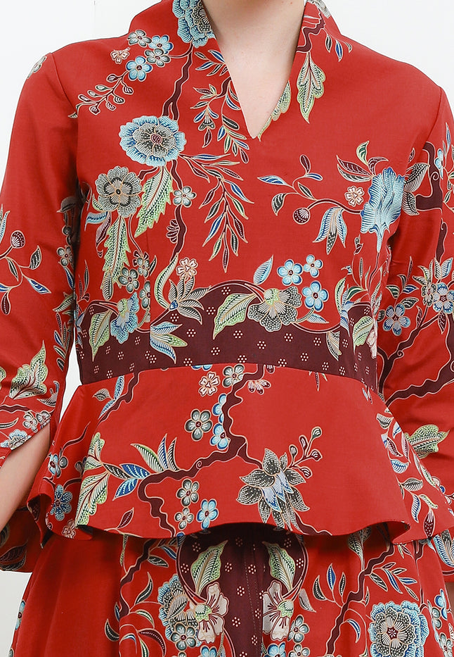 B.Swan-Necked PeplumCrop 7/8-Slv+Lining(TT)