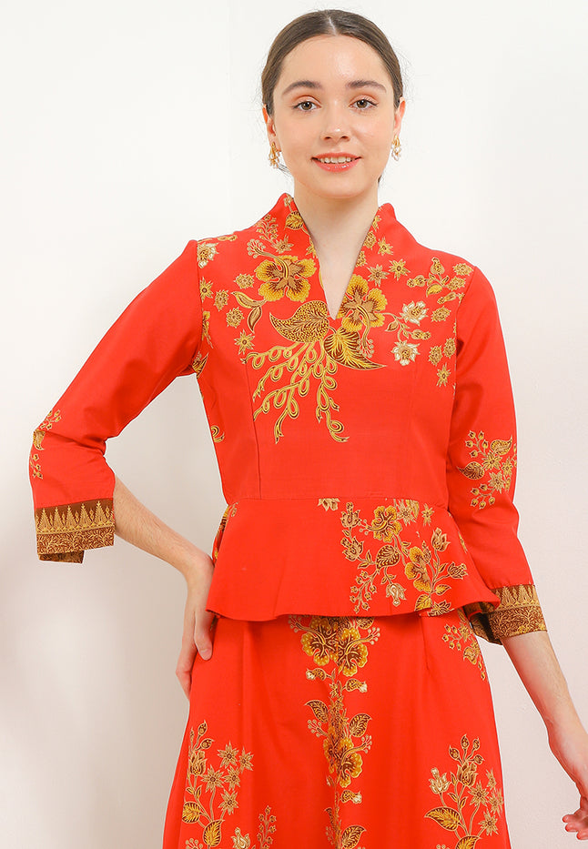 B.Swan-Necked PeplumCrop 7/8-Slv+Lining(TT)