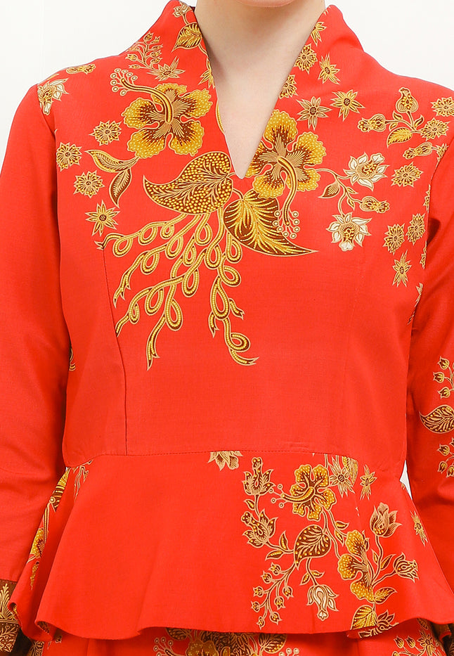 B.Swan-Necked PeplumCrop 7/8-Slv+Lining(TT)