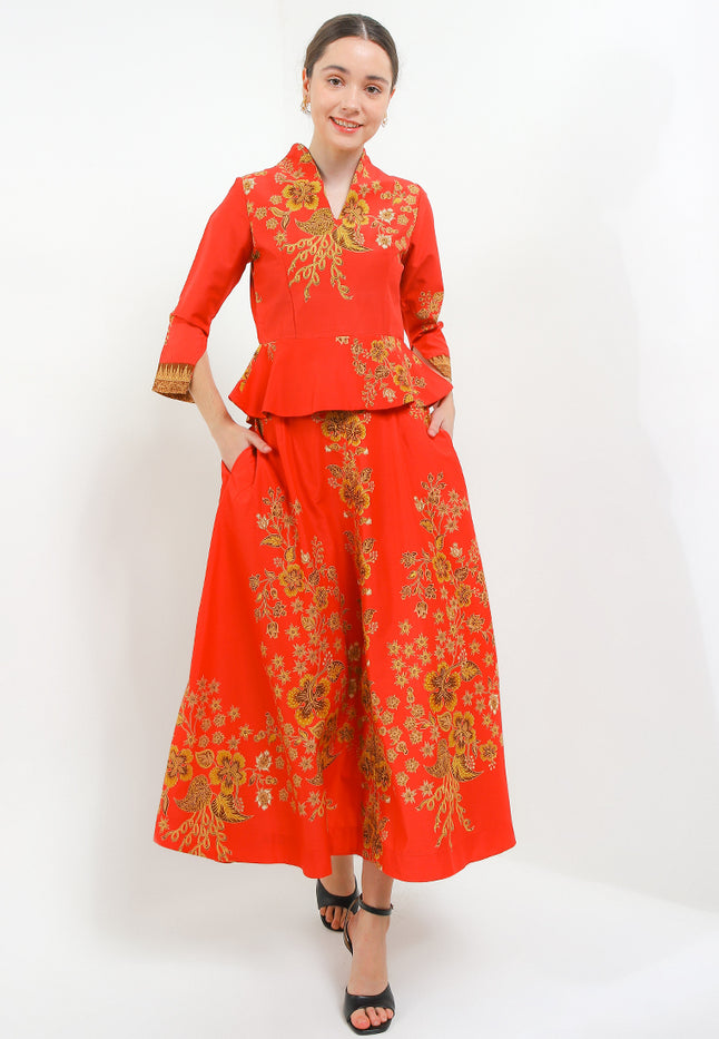 B.Swan-Necked PeplumCrop 7/8-Slv+Lining(TT)