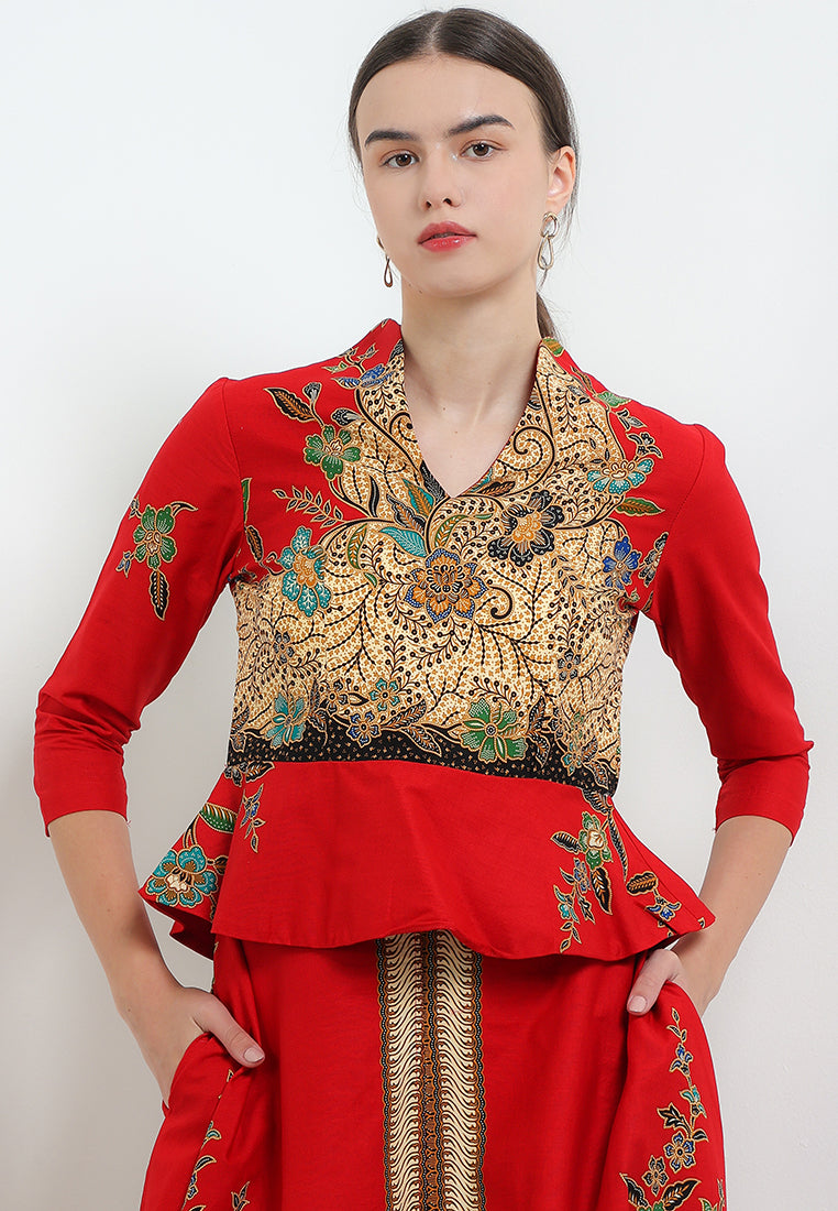 B.Swan-Necked PeplumCrop 7/8-Slv+Lining(TT)