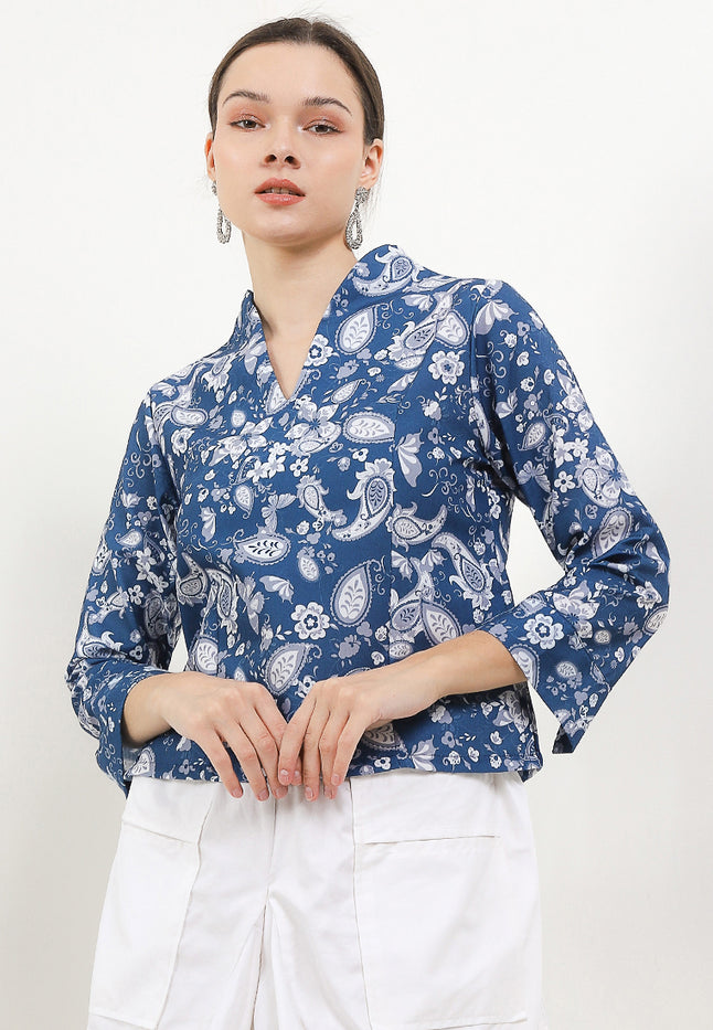 Blouse Swan-necked 7/8-length Sleeve+Lining