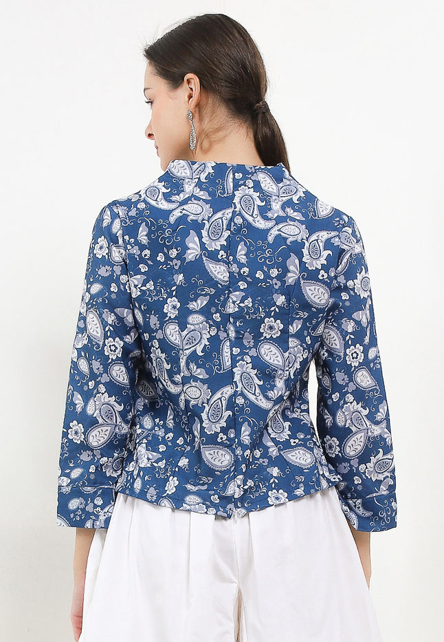 Blouse Swan-necked 7/8-length Sleeve+Lining