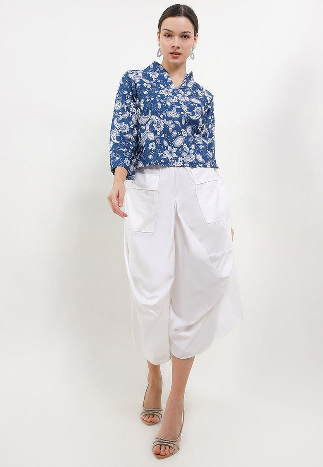 Blouse Swan-necked 7/8-length Sleeve+Lining