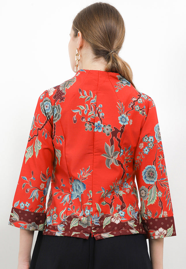 Blouse Swan-necked 7/8-length Sleeves+Lining