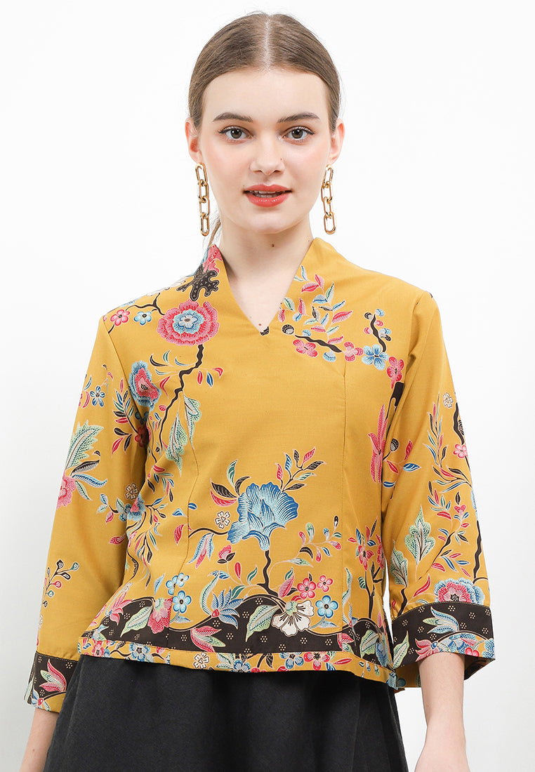 Blouse Swan-necked 7/8-length Sleeves+Lining