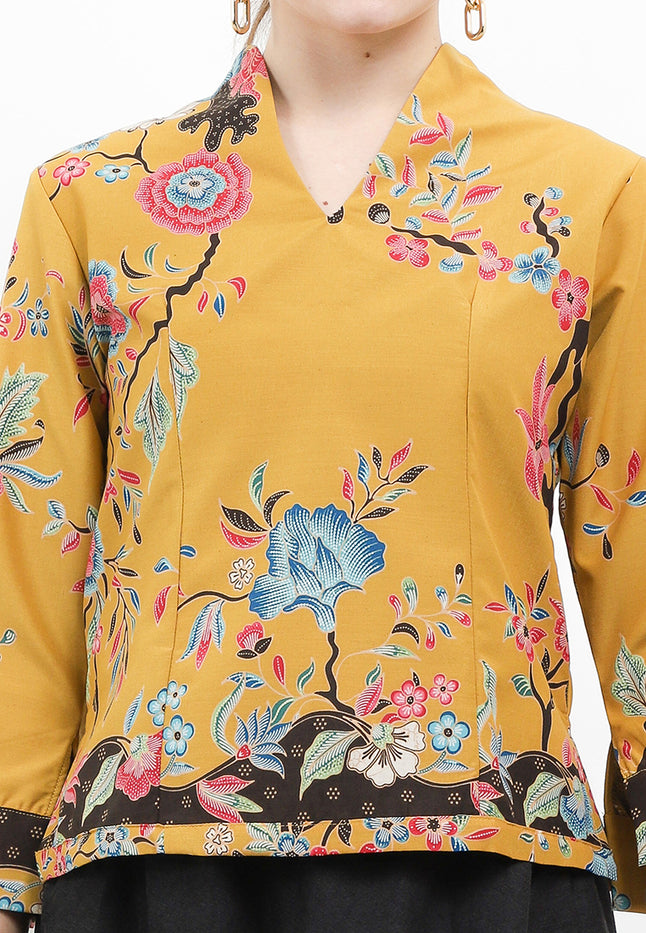 Blouse Swan-necked 7/8-length Sleeves+Lining