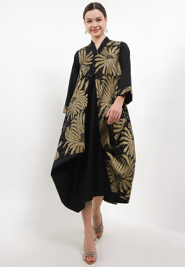 Asymmetric Dress V-Double Long/Sleeve C&S+Lining