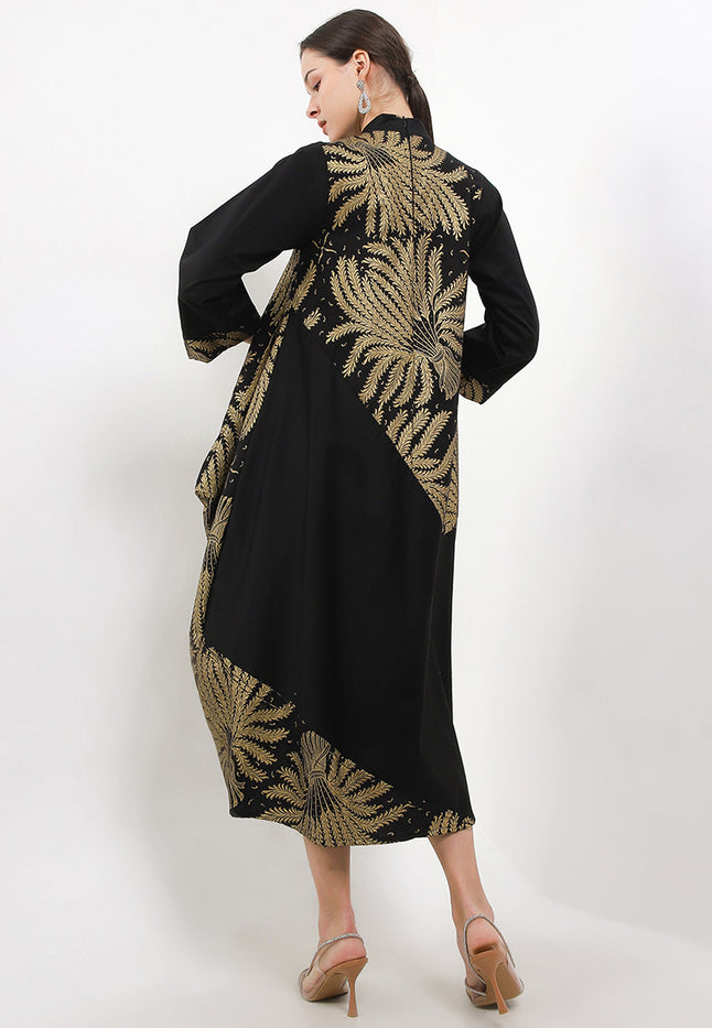 Asymmetric Dress V-Double Long/Sleeve C&S+Lining