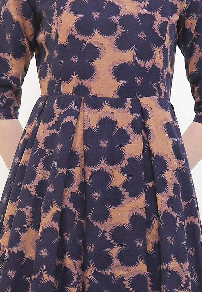 D.Classic Pleated 50's Sabrina 3/4-Slv+TTLining