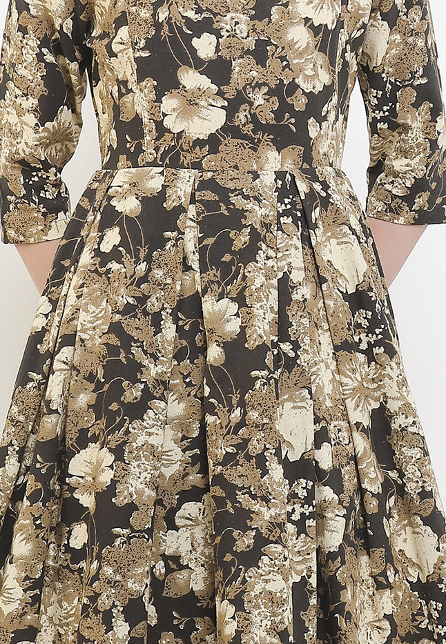 D.Classic Pleated 50's Sabrina 3/4-Slv+TTLining