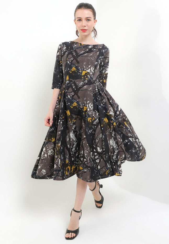 Dress ClassicCloq 50's SwanNecked CAP-Slv+Lining