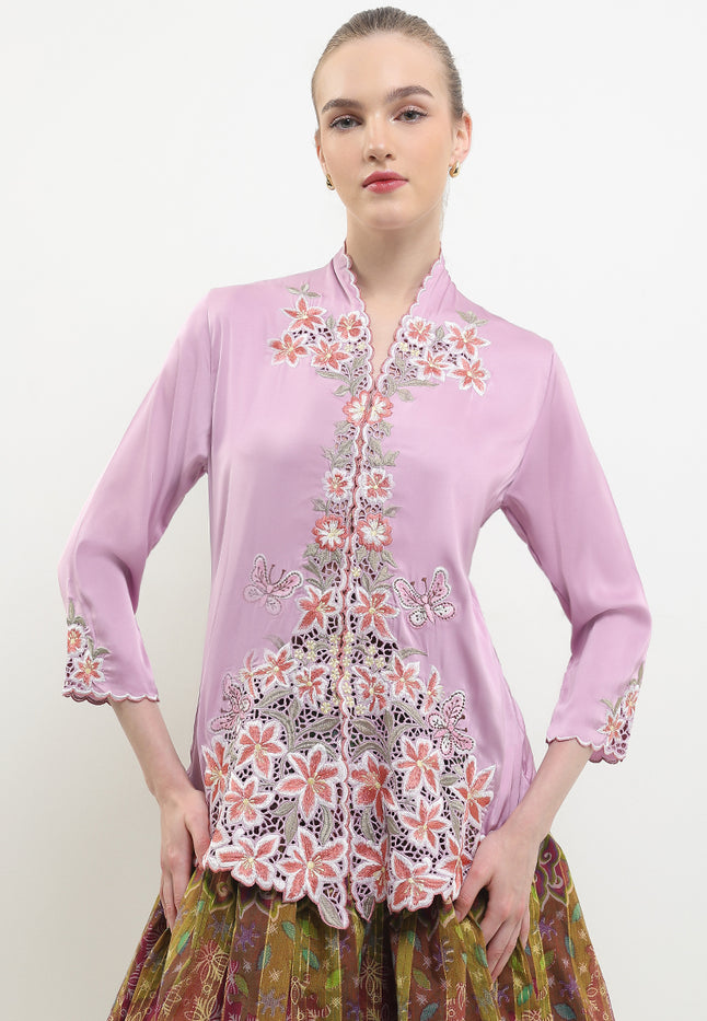 Embroidery-Manual Kebaya 7/8-Sleeve>Lily Eyelet