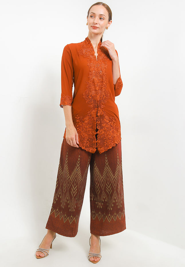 Embroidery Long Kebaya 7/8/Sleeve-Gacluk Kopi