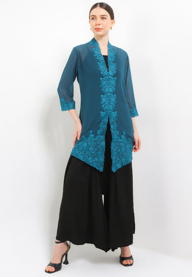 Embroidery Long Kebaya 7/8/Sleeve-Seret Pecah Kopi