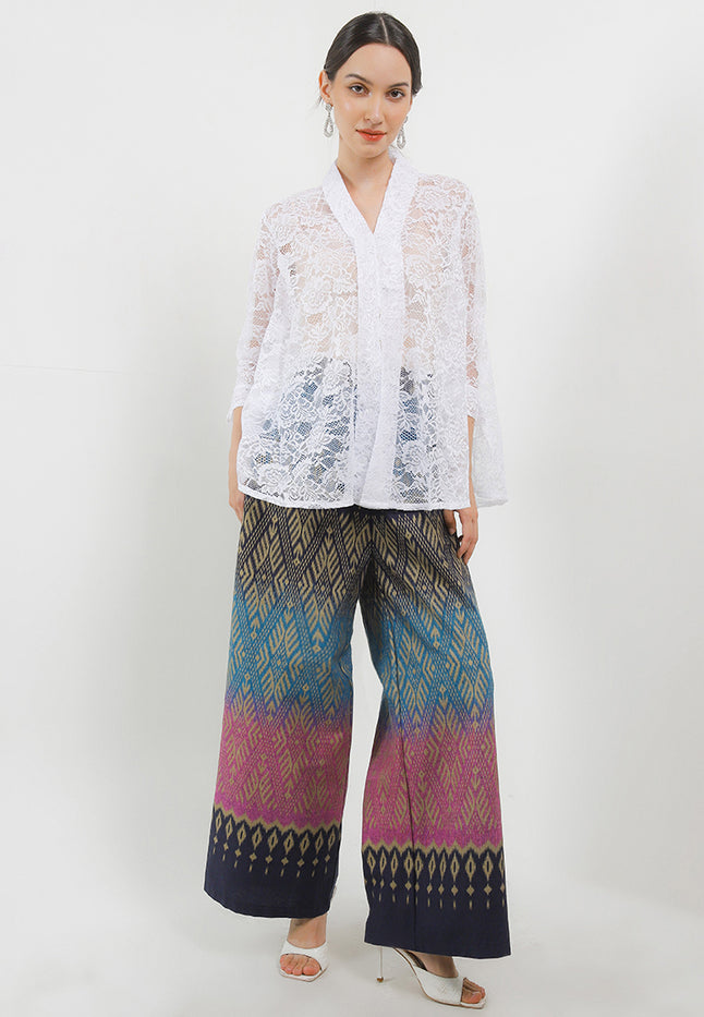 Elastic-Waisted Long Pants Batik Rang2-PINK