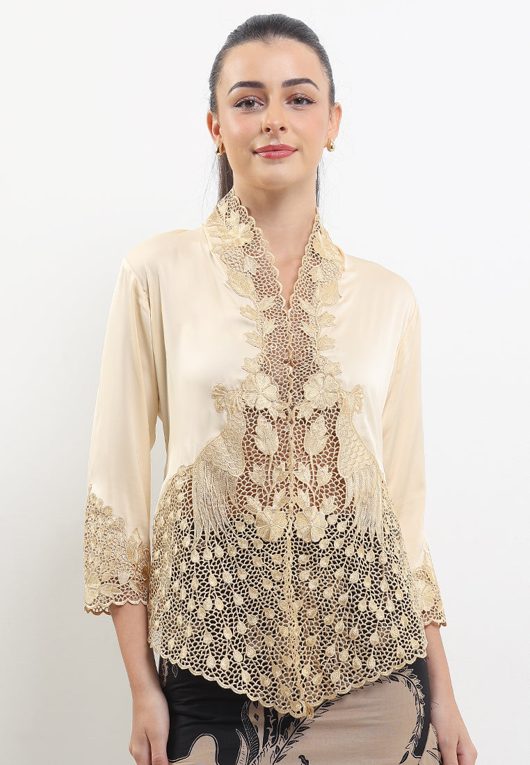 Embroidery Kebaya 7/8-Sleeve>Peacock Unicolor