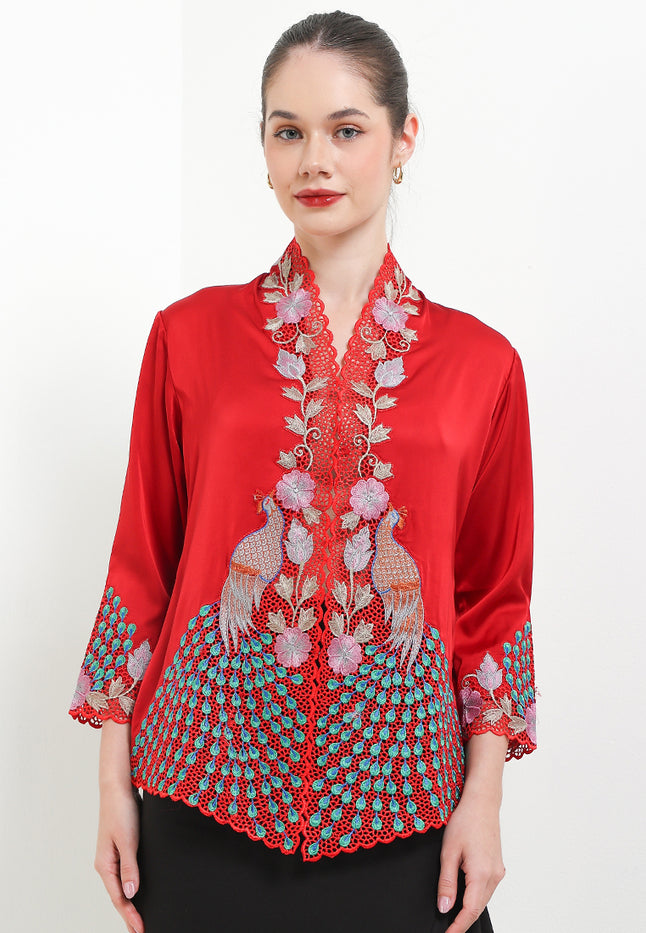 Embroidery Kebaya 7/8-Sleeve>Peacock Colored
