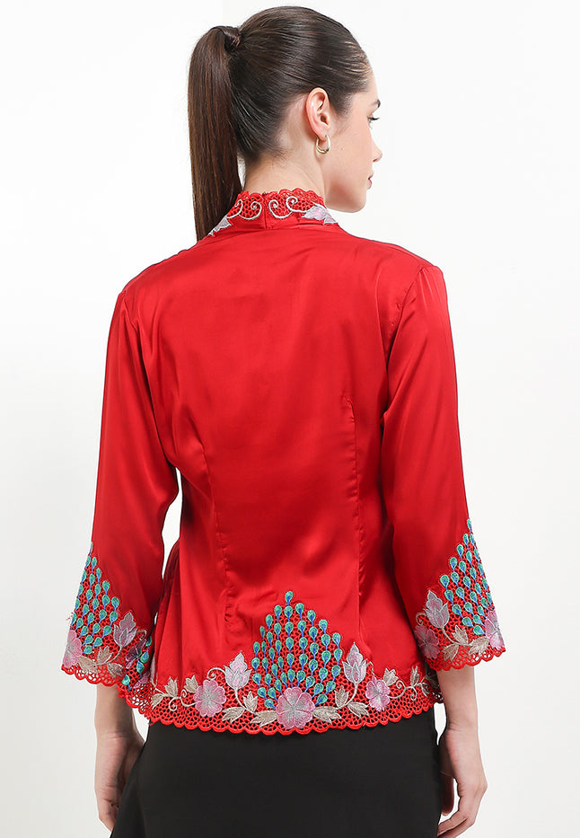 Embroidery Kebaya 7/8-Sleeve>Peacock Colored