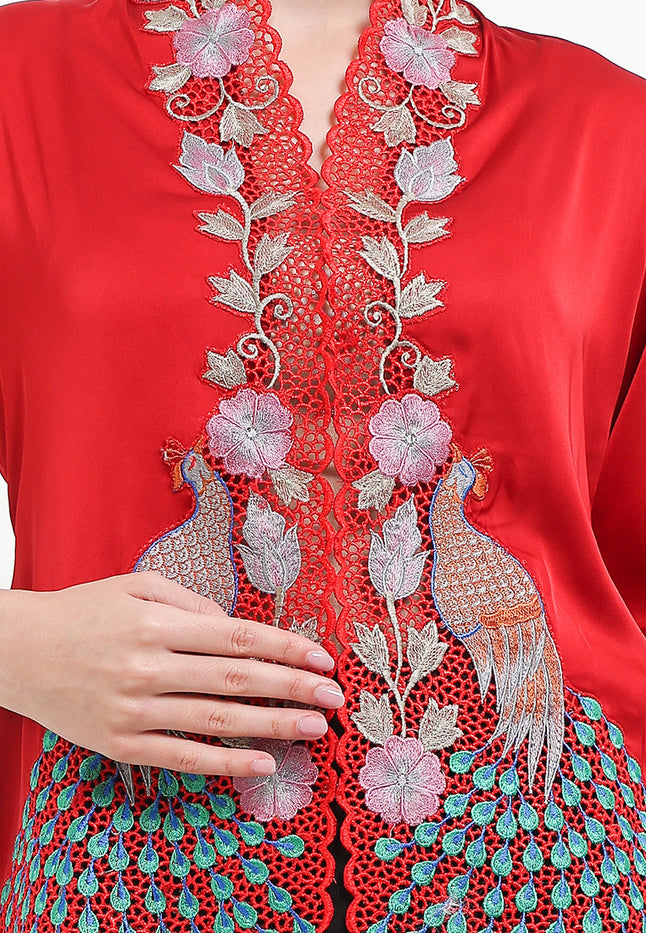 Embroidery Kebaya 7/8-Sleeve>Peacock Colored