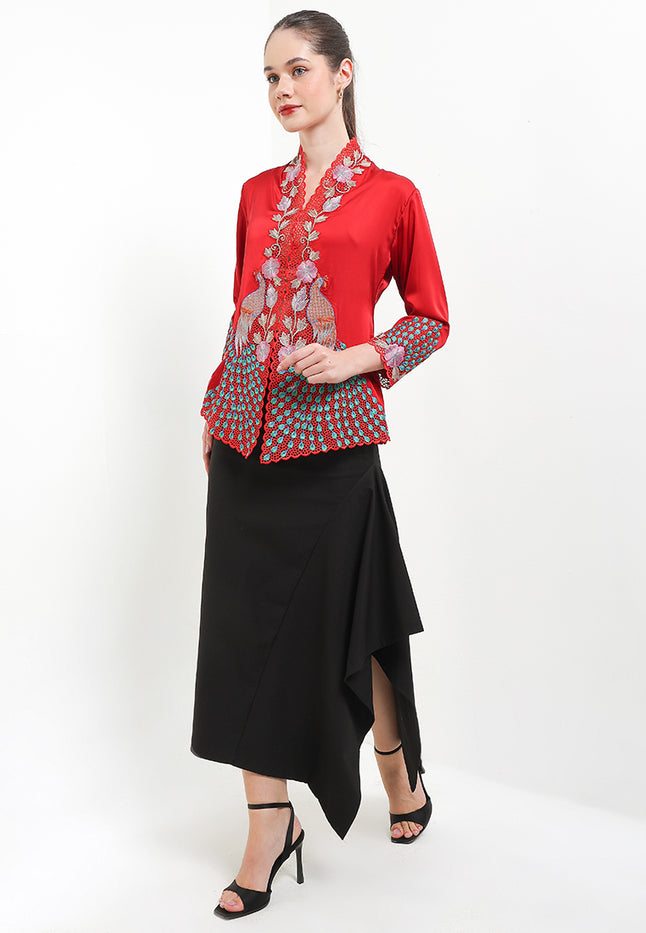 Embroidery Kebaya 7/8-Sleeve>Peacock Colored