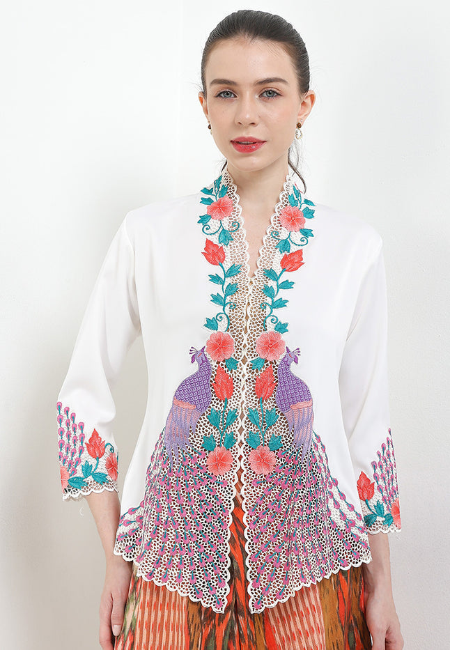 Embroidery Kebaya 7/8-Sleeve>Peacock Colored