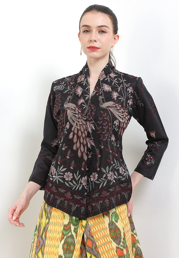 Kebaya Embroidery-Peacock 7/8-Sleeve