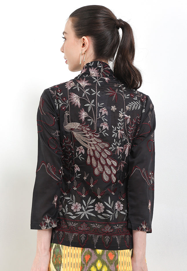 Kebaya Embroidery-Peacock 7/8-Sleeve