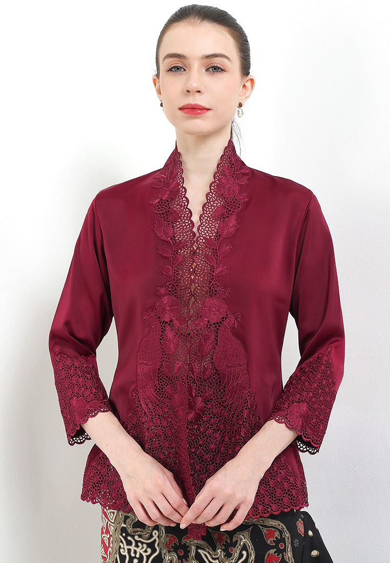 Embroidery Kebaya 7/8-Sleeve>Peacock Unicolor