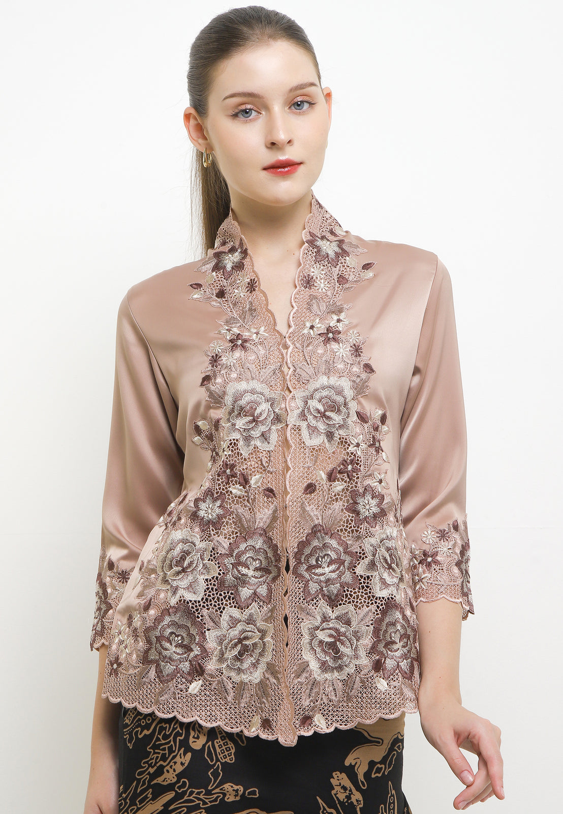 Embroidery Kebaya 7/8-Sleeve>Rose colored
