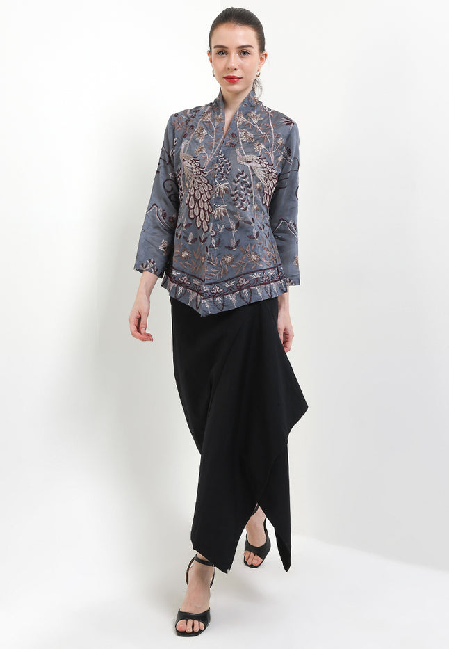 Kebaya Embroidery-Peacock 7/8-Sleeve