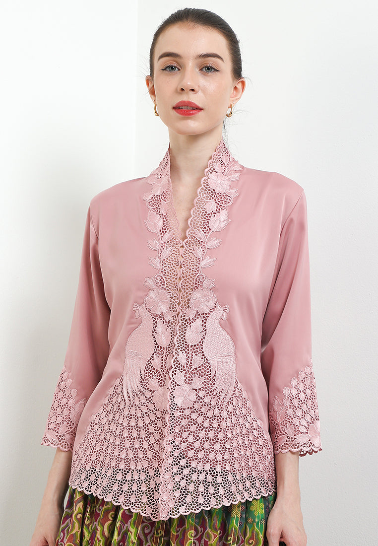 Embroidery Kebaya 7/8-Sleeve>Peacock Unicolor