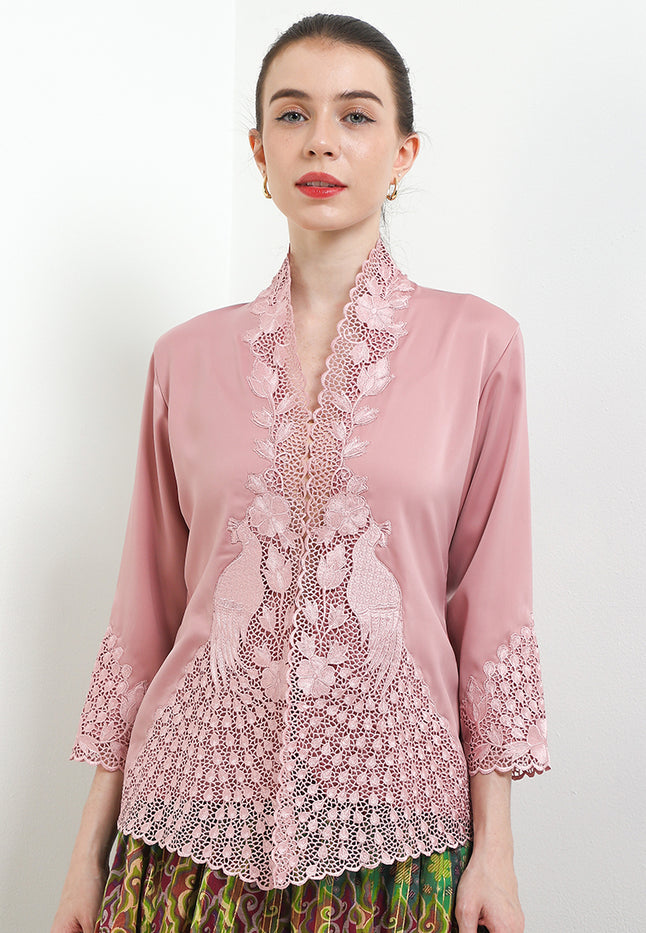 Embroidery Kebaya 7/8-Sleeve>Peacock Unicolor