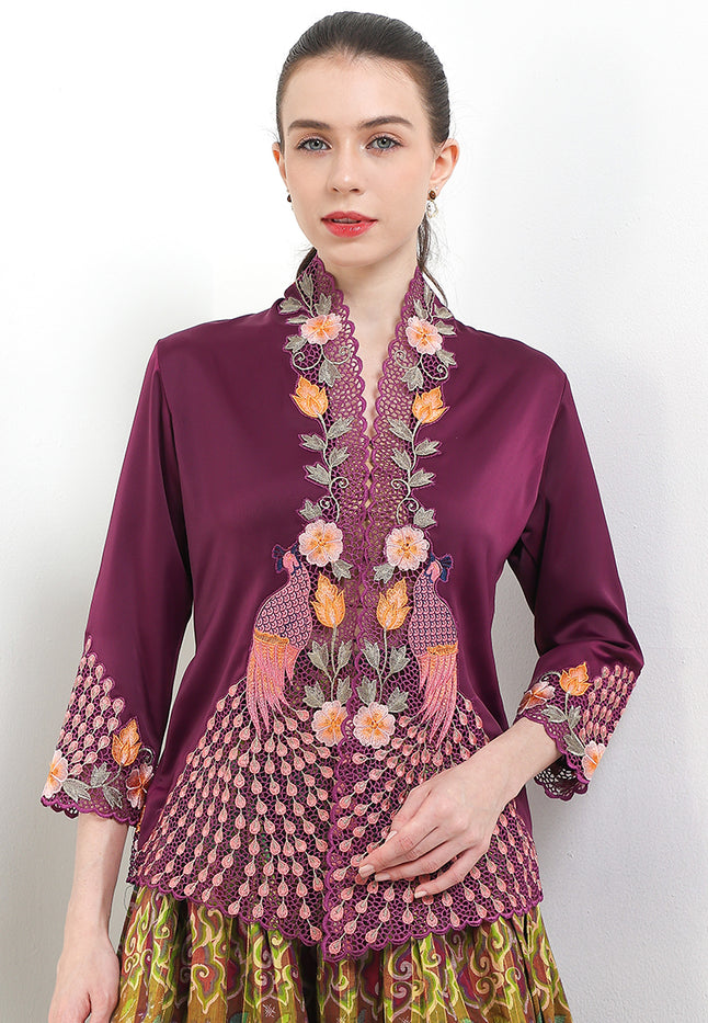 Embroidery Kebaya 7/8-Sleeve>Peacock Colored