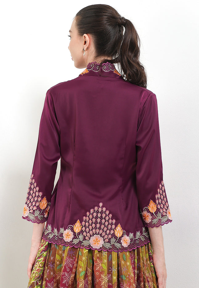 Embroidery Kebaya 7/8-Sleeve>Peacock Colored