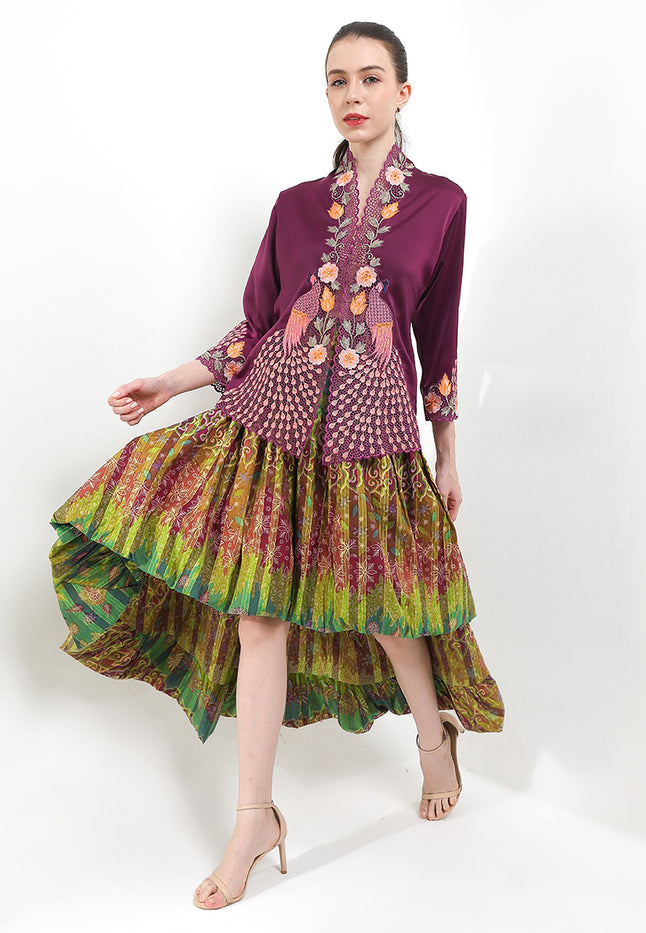Embroidery Kebaya 7/8-Sleeve>Peacock Colored