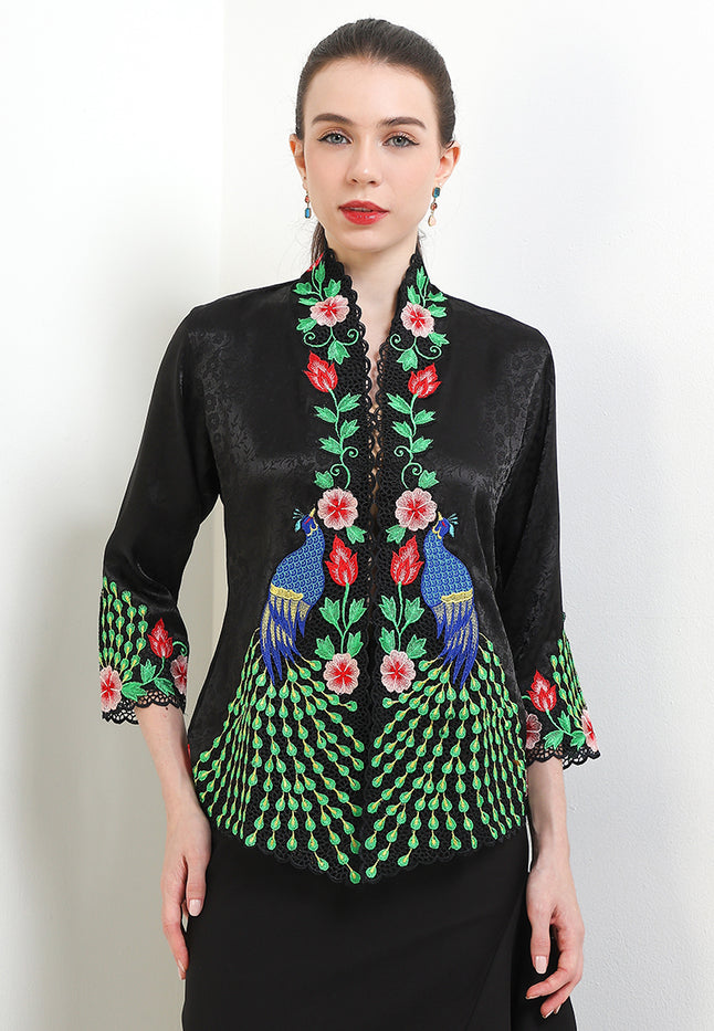 Embroidery Kebaya 7/8-Sleeve>Peacock Colored