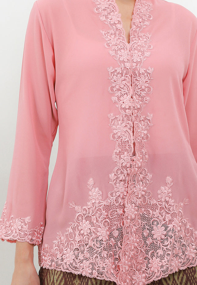 Embroidery Kebaya Classic Long/Sleeve-Seret Kopi